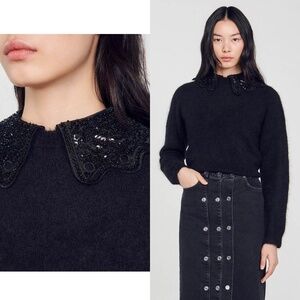 Sandro Ellena removable embellished collar alpaca sweater NO OFFERS CONSIDERED